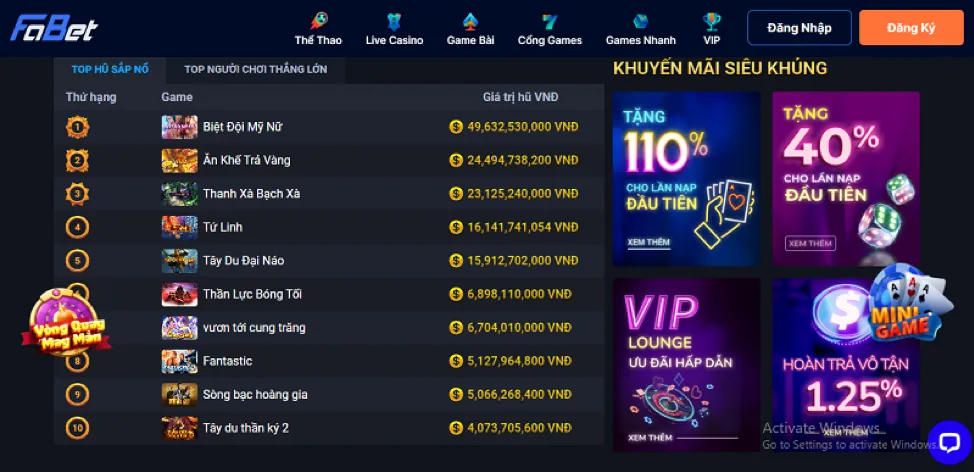 Hình ảnh các chương trình khuyến mãi fly88 game